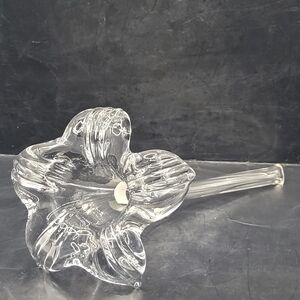 Vintage FTD Glass Flower 1992 Clear Blown Glass Rose Taiwan 7" Horizontal Vase